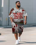 Big & Tall Graphic Graffiti Polo Shorts Set for big men view 1