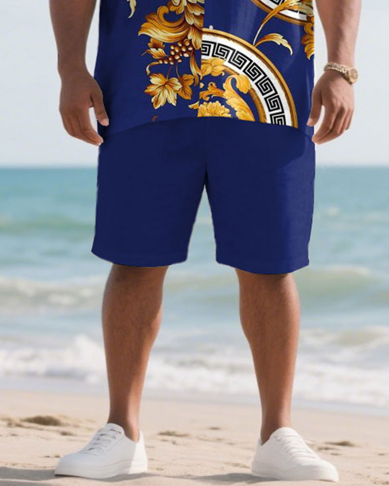 Big & Tall Hawaiian Shirt Shorts Set for big men view 3