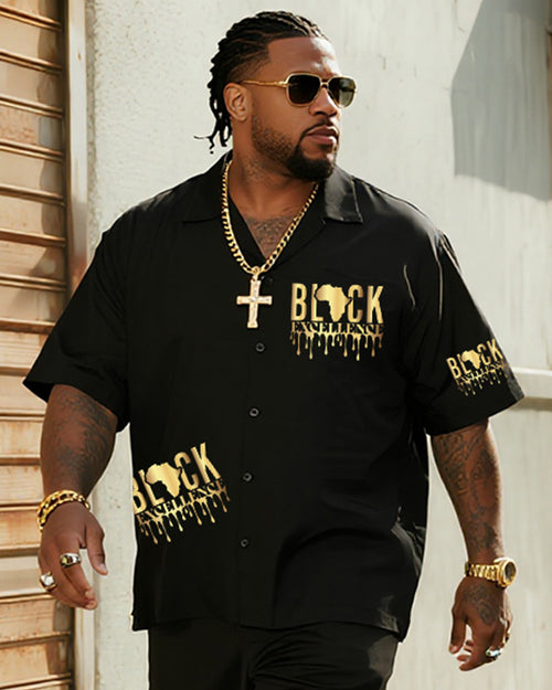 Big & Tall Black Juneteenth T-Shirt Pants Set for big men view 2