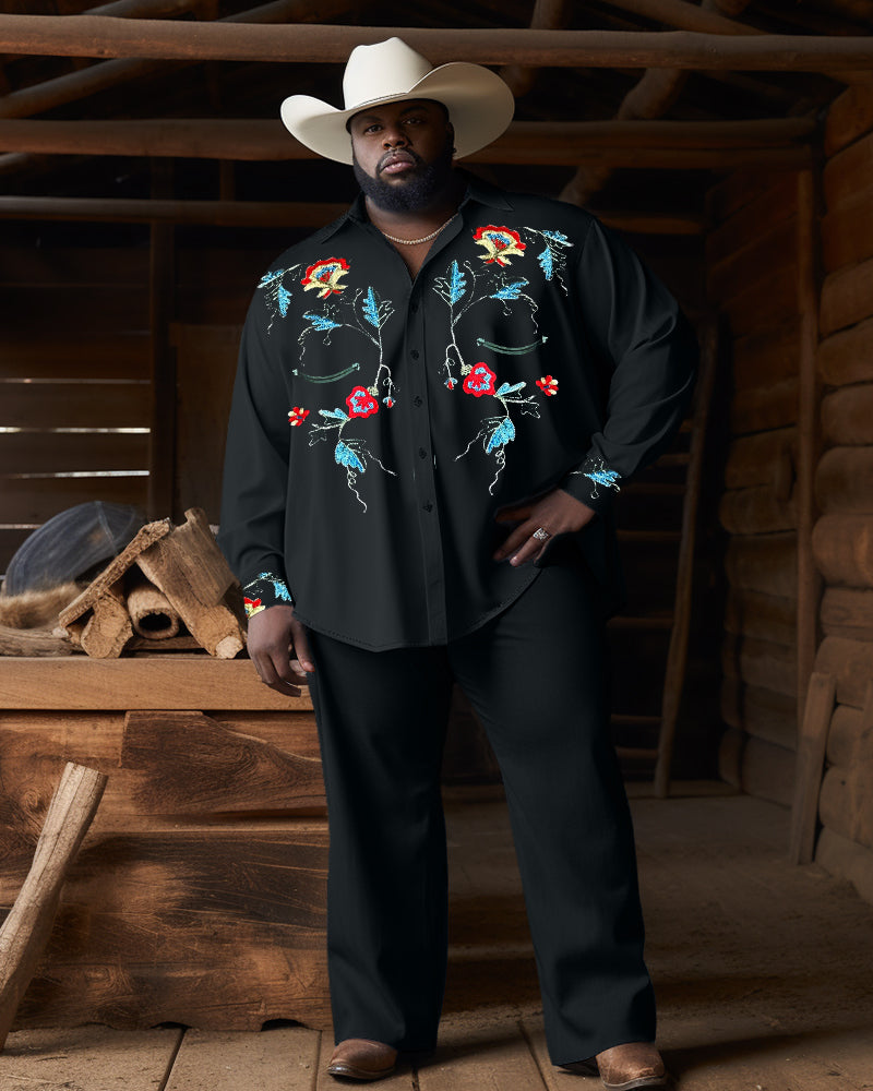 Big & Tall Western Floral Two-piece Set for big men view 1
