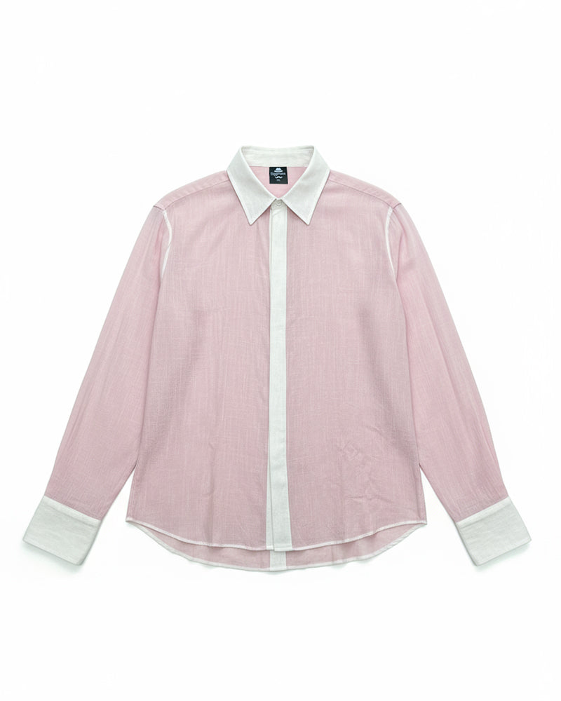 Big & Tall Pink Solid Color Long Sleeve Shirt for big men view 6