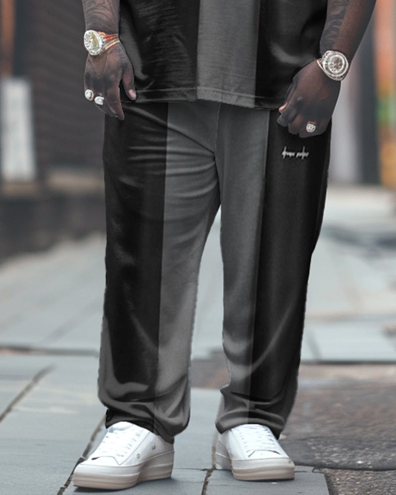 Big & Tall Colorblock Graphic T-Shirt Pants Set for big men view 3