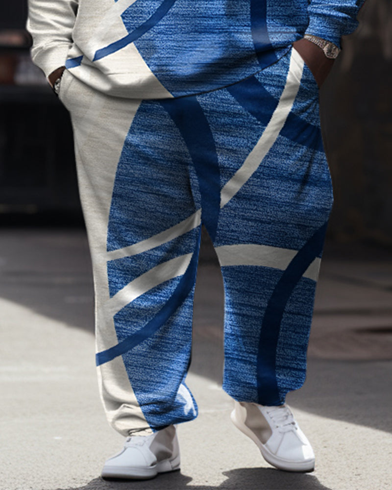Big & Tall Blue Graphic Hoodie Sweatpants Set for big men view 7