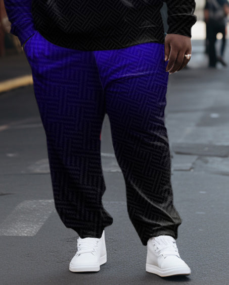 Big & Tall Geometric Streetwear Hoodie Sweatpants Set for big men view 3