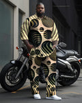 Big & Tall Gradient Geometric T-Shirt Pants Set for big men view 1