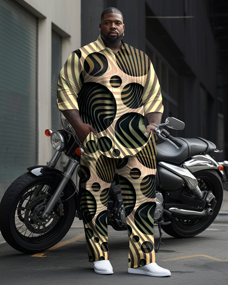 Big & Tall Gradient Geometric T-Shirt Pants Set for big men view 1