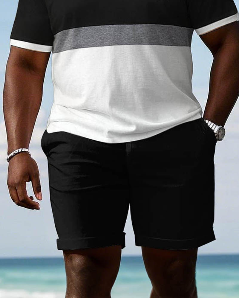 Big & Tall Black White Patchwork Jeans for big men view 3