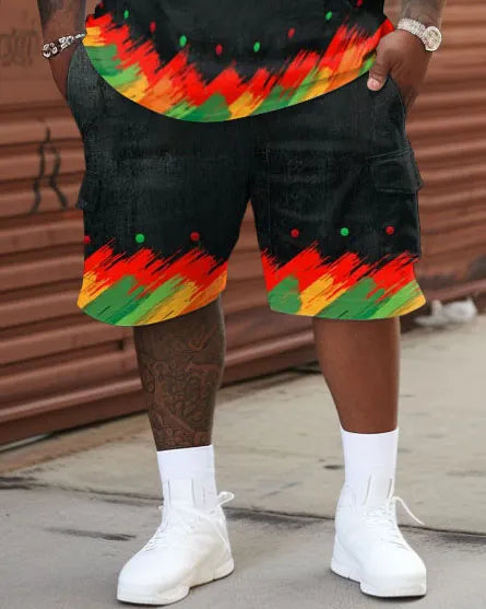 Big & Tall Black Graffiti Camouflage Two-piece Set for big men view 3