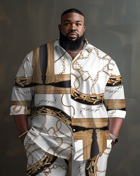 Big & Tall Graphic Vintage Shirt Pants Set for big men view 2