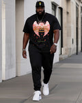 Big & Tall Graphic Streetwear Two-piece Set for big men view 2
