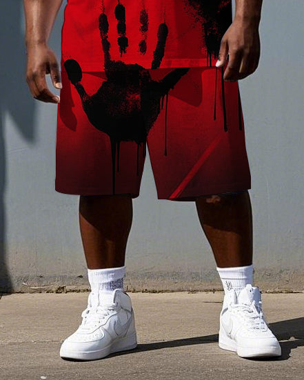 Big & Tall Tropical Graphic T-Shirt Shorts Set for big men view 3