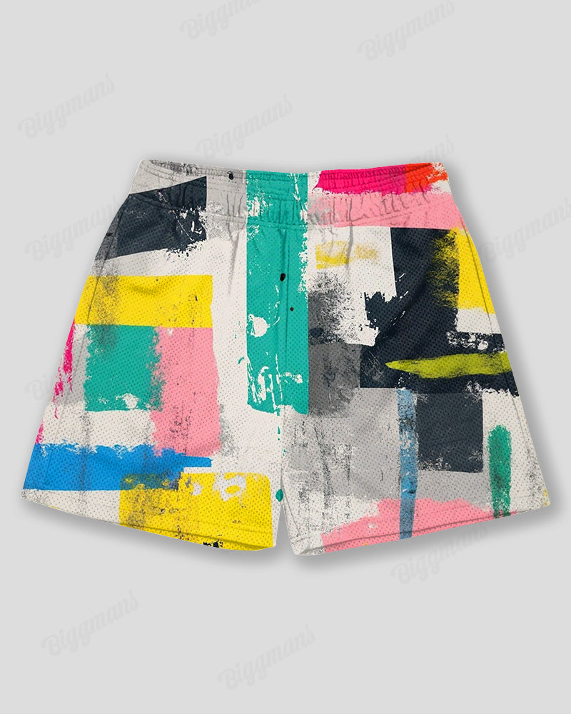 Big & Tall Geometric Graphic Graffiti Athletic Shorts for big men