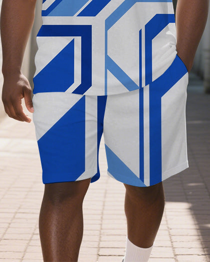 Big & Tall Streetwear Polo Shorts Set for big men view 3