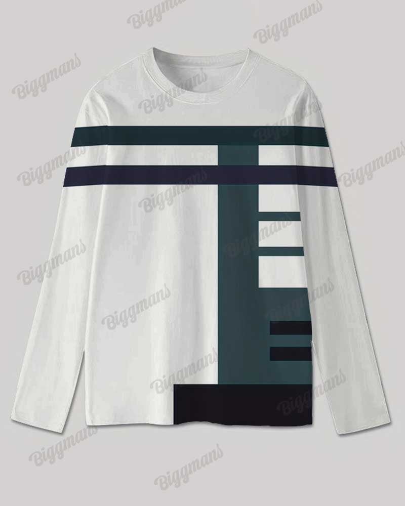 Big & Tall Green Striped Graphic T-Shirt Pants Set for big men view 3
