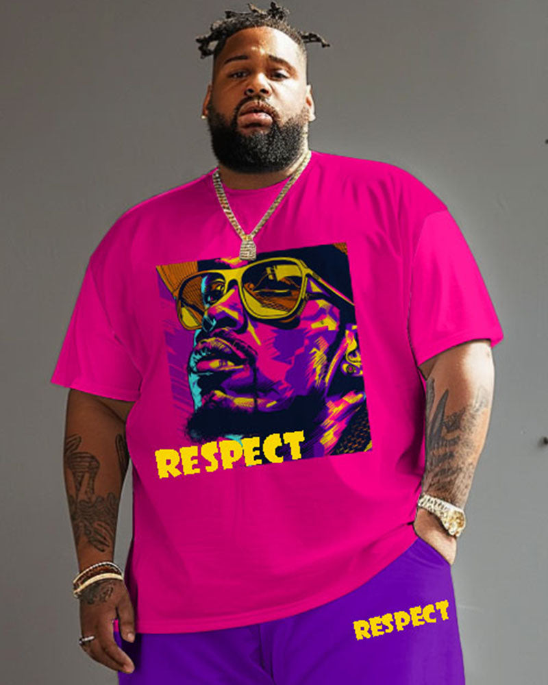 Big & Tall Graphic Streetwear T-Shirt Shorts Set for big men view 2