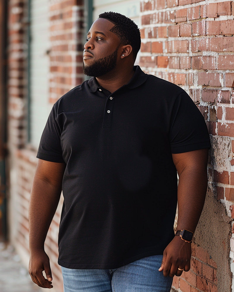 Big & Tall Solid Color Business Casual Polo Shirt for big men view 2