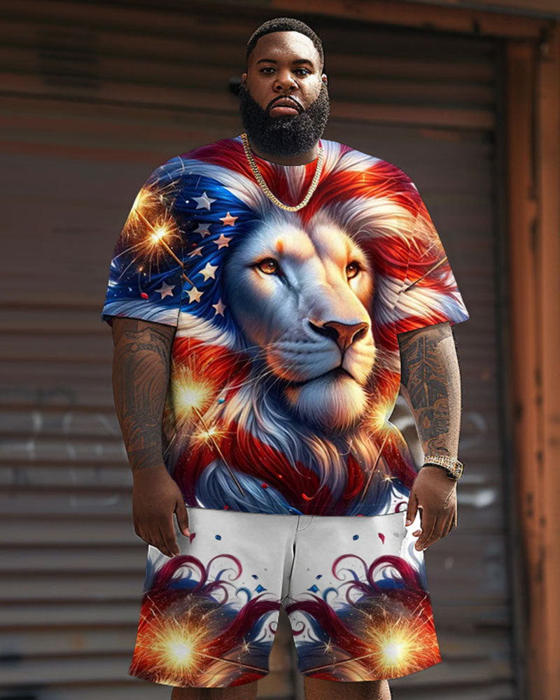 Big & Tall Graphic T-Shirt Shorts Set for big men view 1
