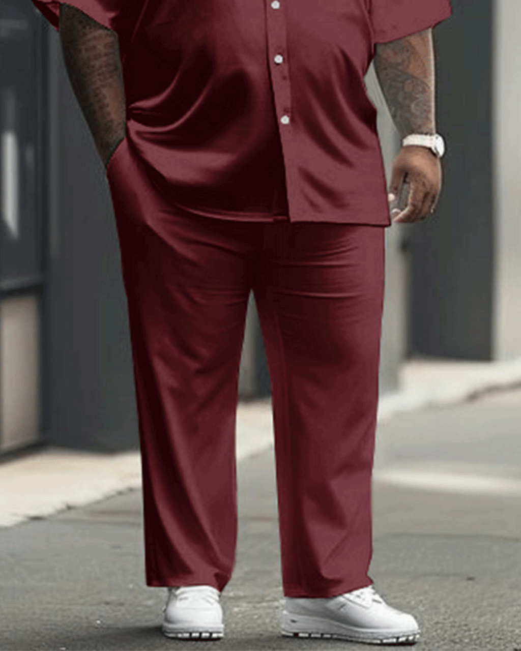 Big & Tall Red Solid Color Jeans for big men view 3