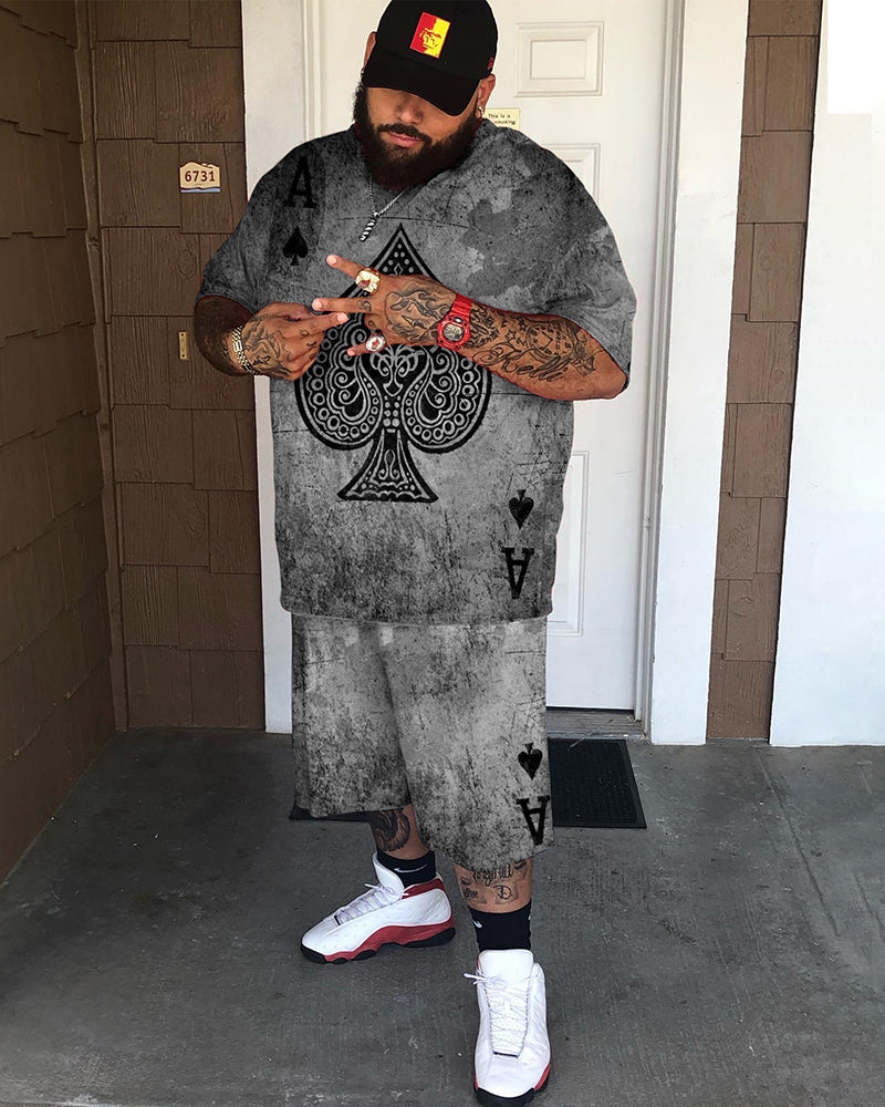 Big & Tall Graphic T-Shirt Shorts Set for big men view 1