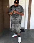 Big & Tall Graphic T-Shirt Shorts Set for big men view 1
