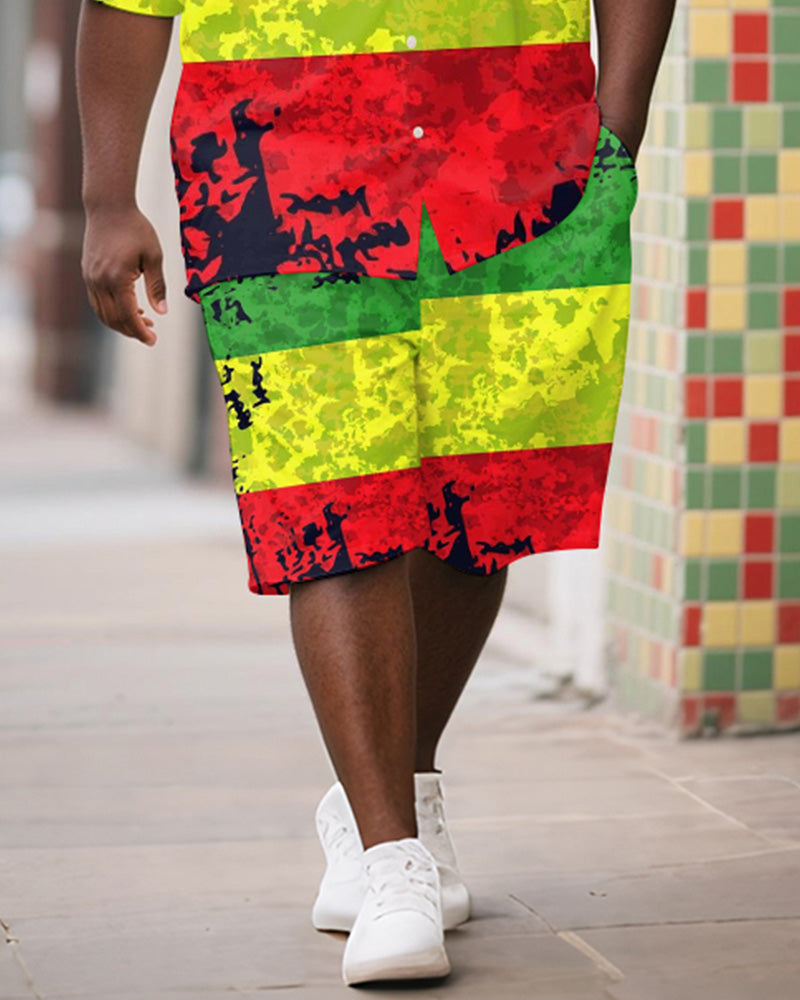 Big & Tall Juneteenth Colorblock T-Shirt Shorts Set for big men view 3