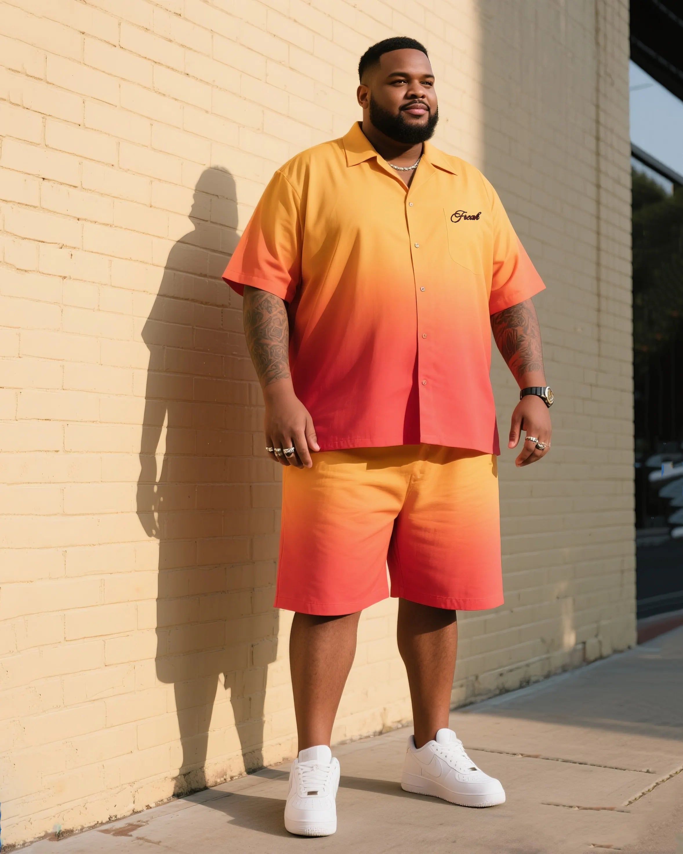 Big & Tall Gradient T-Shirt Shorts Set for big men view 1