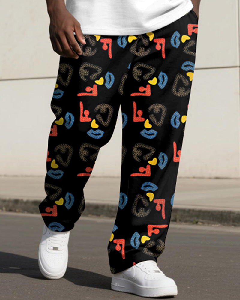 Big & Tall Geometric Graphic Vest Pants Set for big men view 3