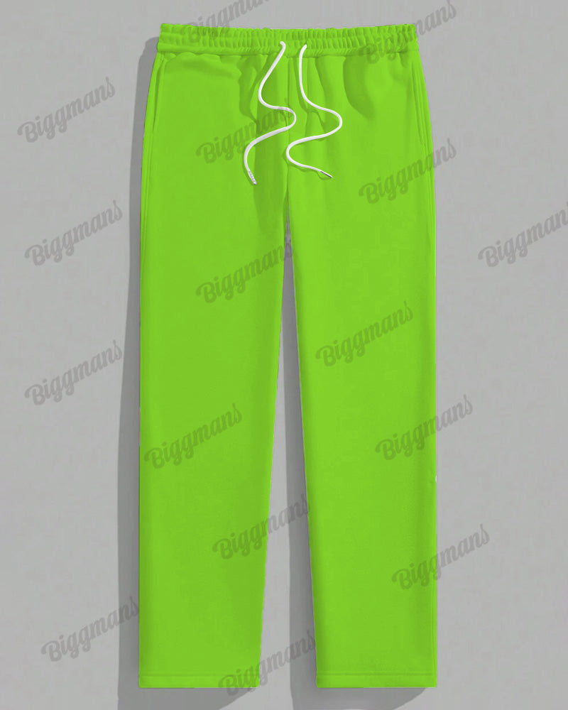 Big & Tall Green Streetwear T-Shirt Pants Set for big men view 4