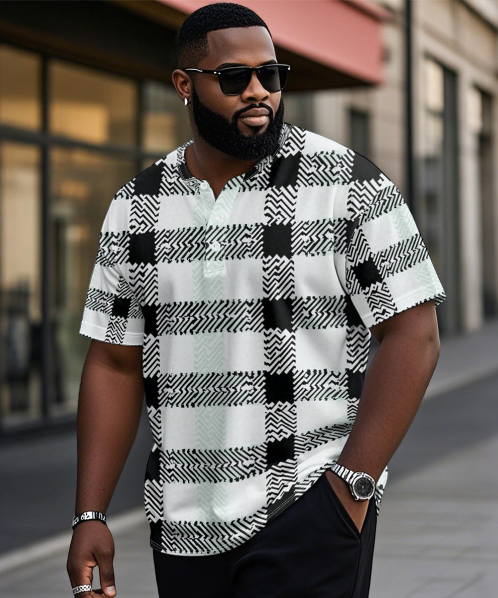 Big & Tall Black White Graphic T-Shirt for big men view 1
