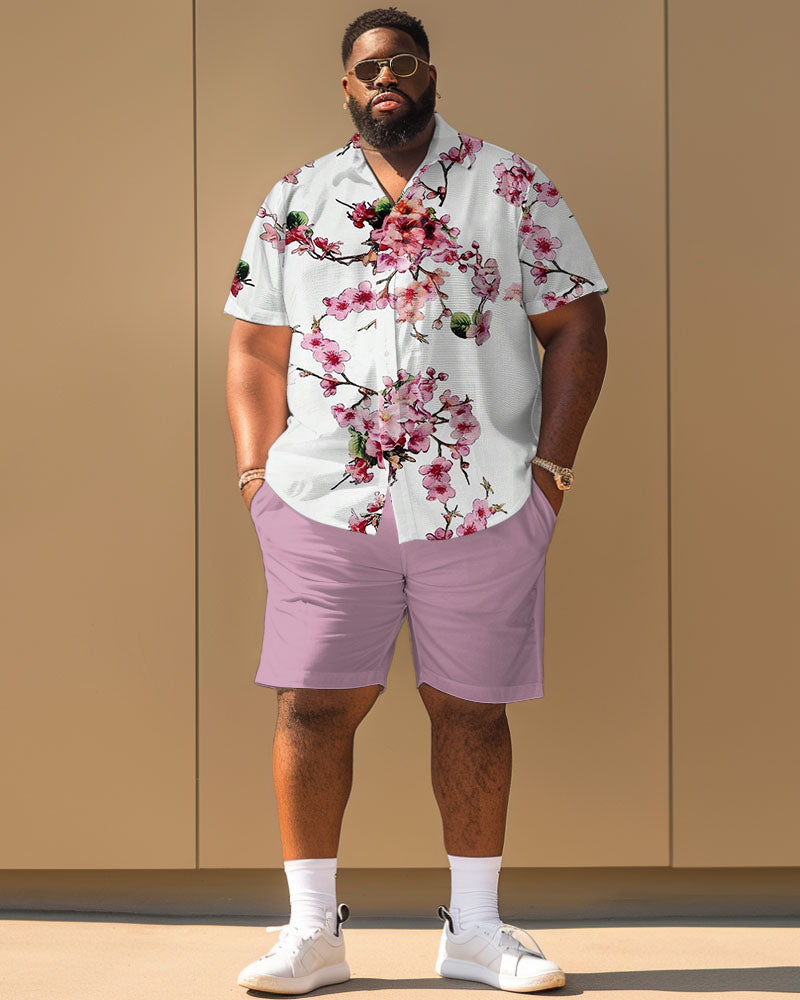 Big & Tall Colorblock Graphic T-Shirt Shorts Set for big men view 2
