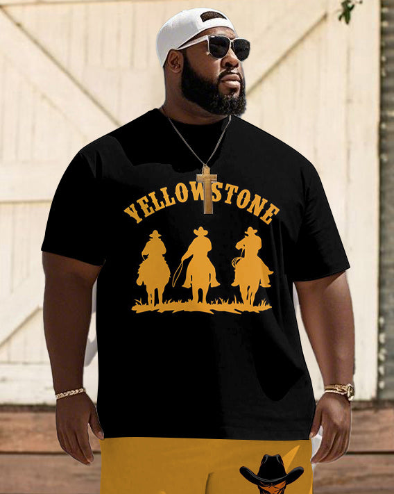 Big & Tall Western T-Shirt Shorts Set for big men view 2