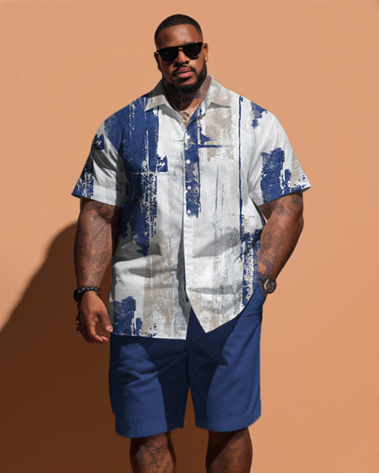 Big & Tall Streetwear Vintage T-Shirt Shorts Set for big men view 1