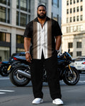 Big & Tall Black White T-Shirt Pants Set for big men view 1
