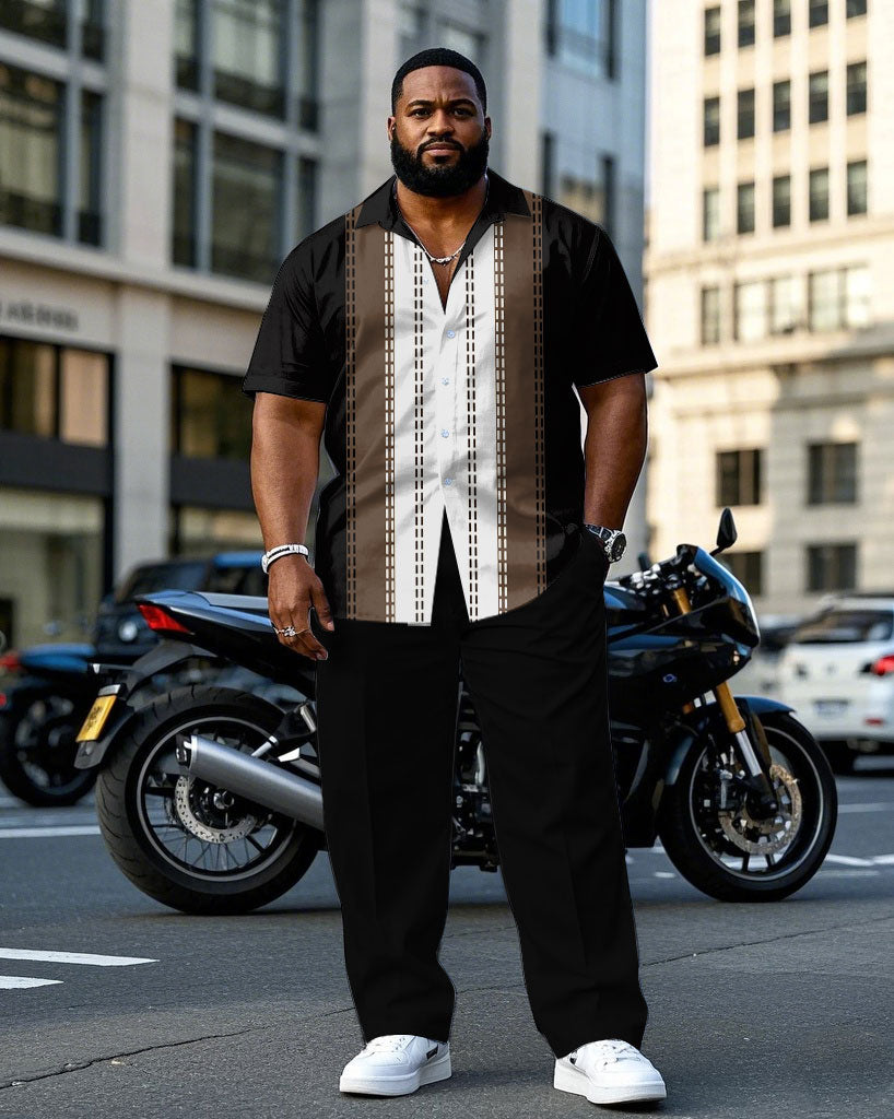 Big & Tall Black White T-Shirt Pants Set for big men view 1