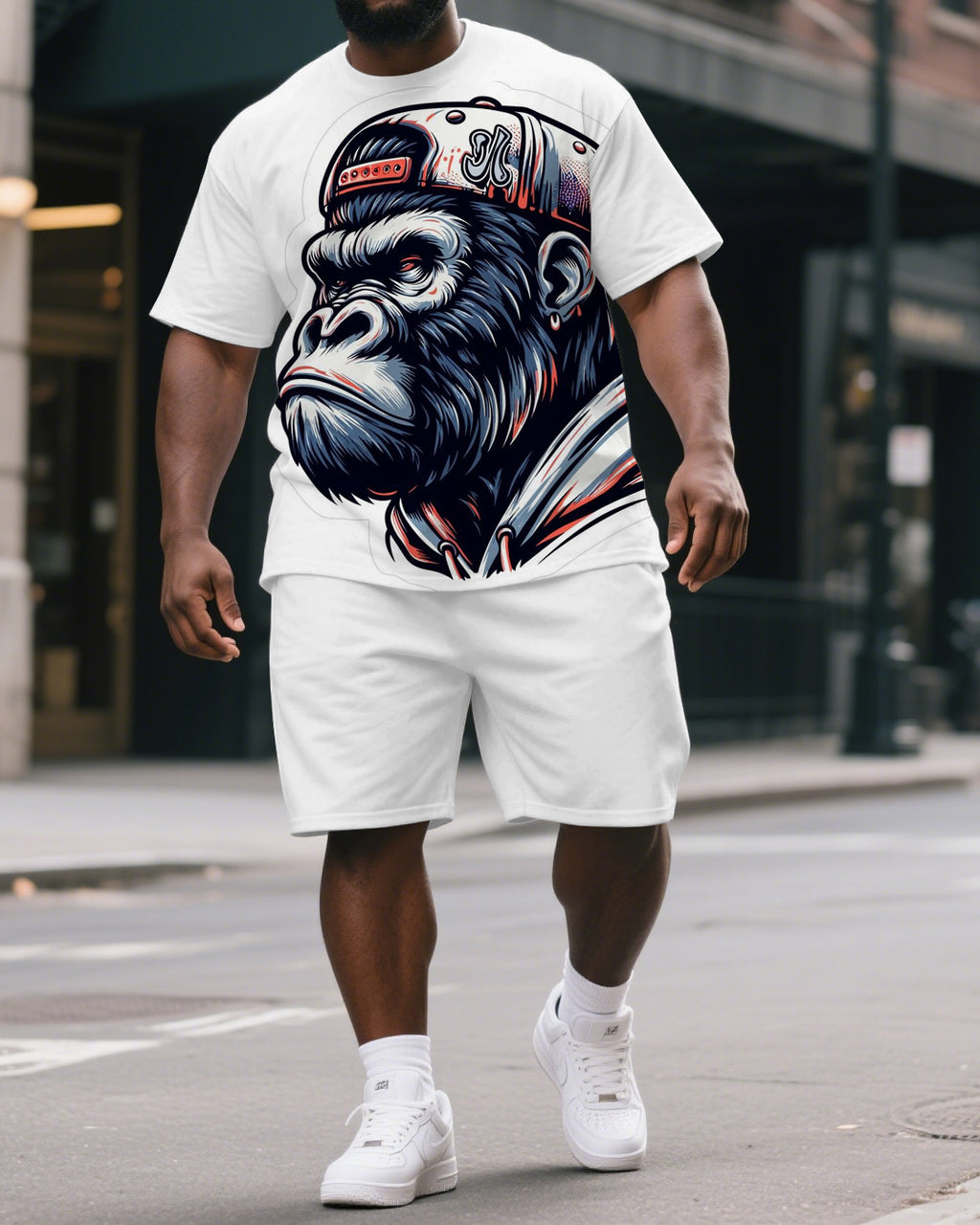 Big & Tall Graphic T-Shirt Shorts Set for big men view 1