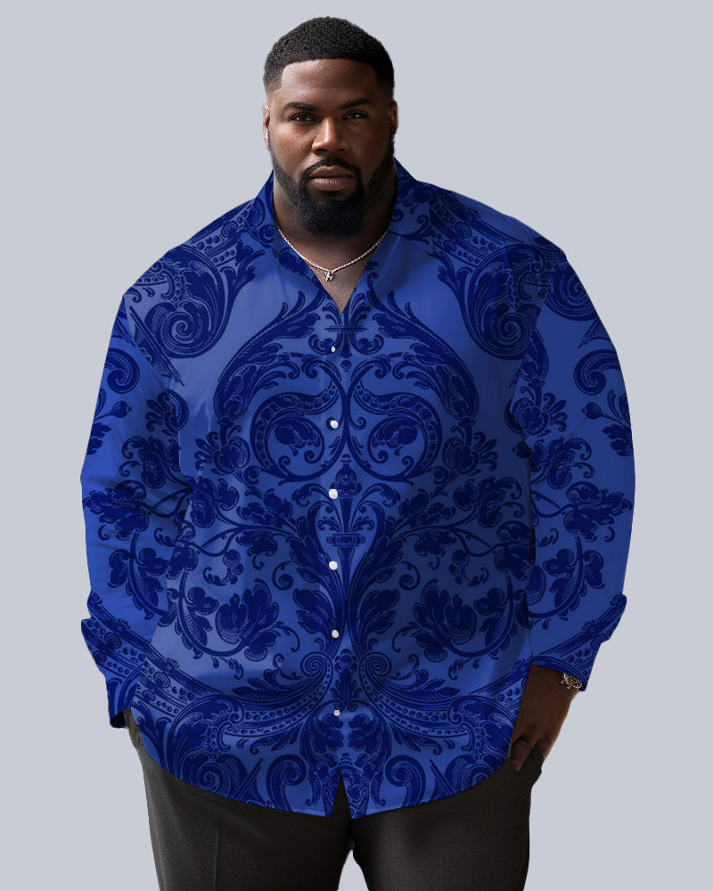 Big & Tall Blue Business Casual T-Shirt Pants Set for big men view 1
