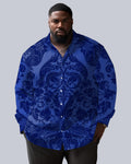 Big & Tall Blue Business Casual T-Shirt Pants Set for big men view 1
