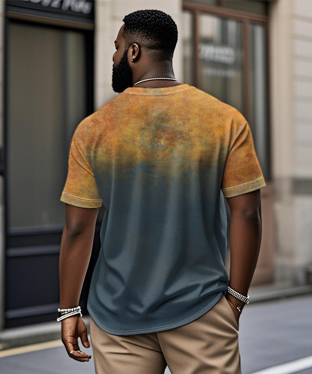 Big & Tall Blue Yellow Gradient T-Shirt for big men view 2