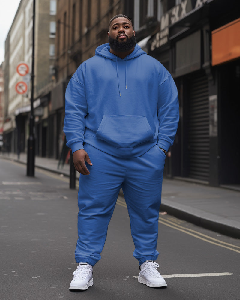 Big & Tall Solid Color Hoodie Sweatpants Set for big men view 3
