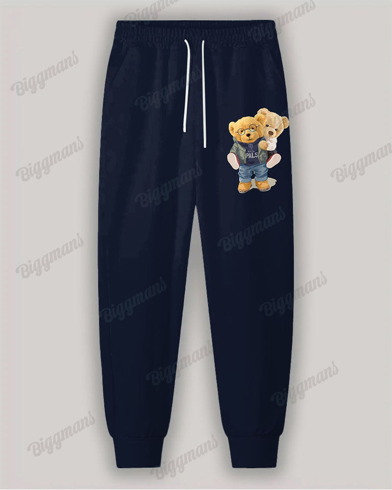 Big & Tall Blue Graphic Hoodie Sweatpants Set for big men view 4