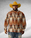 Big & Tall Western Denim Long Sleeve Shirt for big men