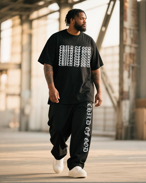 Big & Tall Graphic Graffiti T-Shirt Pants Set for big men view 1