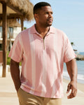 Big & Tall Pink Colorblock Business Casual Polo Shirt for big men