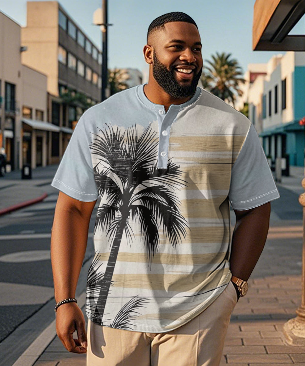 Big & Tall Blue Hawaiian Striped T-Shirt for big men view 1