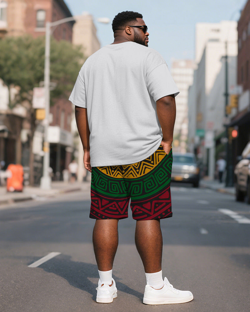 Big & Tall Juneteenth Graphic T-Shirt Shorts Set for big men view 4