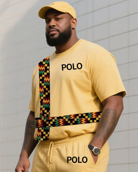 Big & Tall Yellow Patchwork Two-piece Set for big men view 2