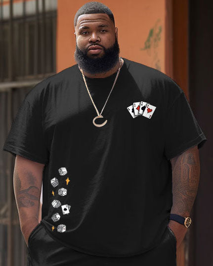 Big & Tall Graphic Streetwear T-Shirt Shorts Set for big men view 3