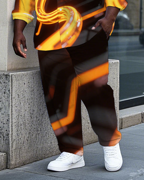 Big & Tall Geometric T-Shirt Pants Set for big men view 3
