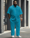 Big & Tall Solid Color T-Shirt Pants Set for big men view 5