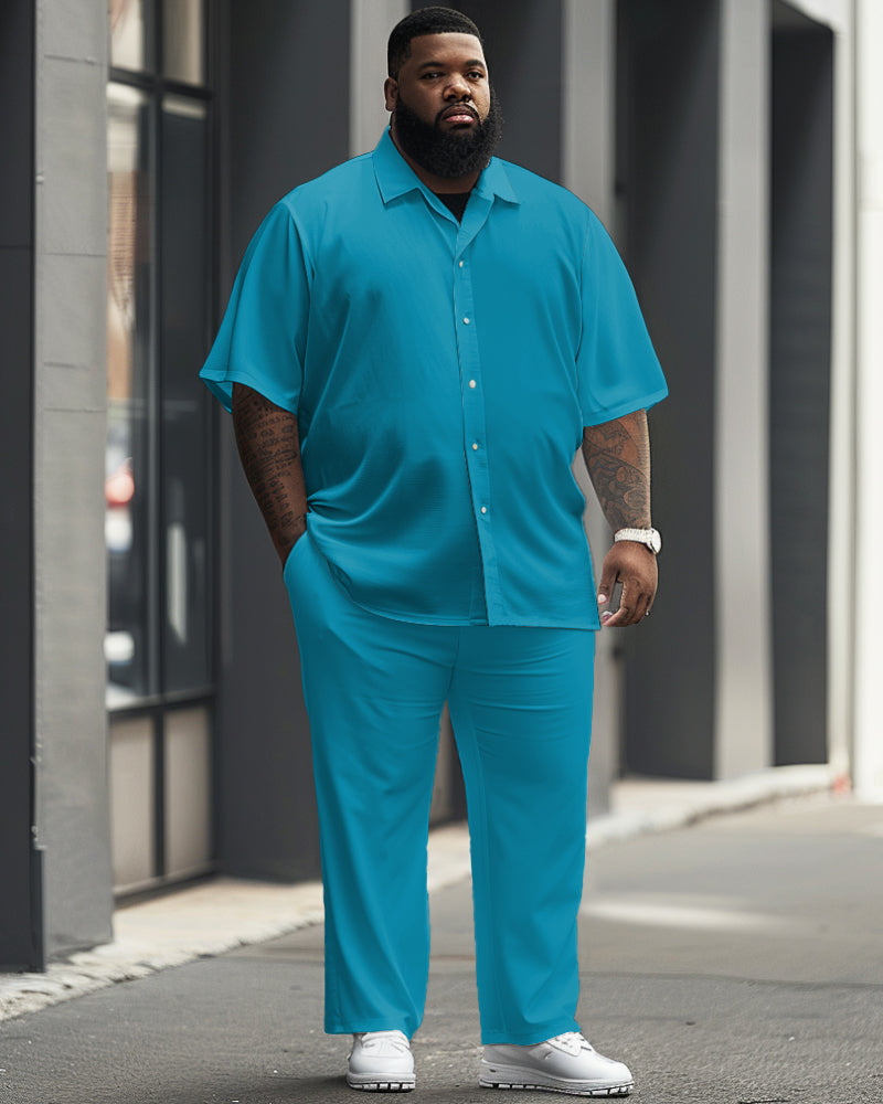 Big & Tall Solid Color T-Shirt Pants Set for big men view 5